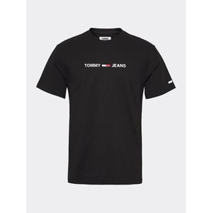 Tommy Jeans pánské černé tričko Straight Small - L (BBU)